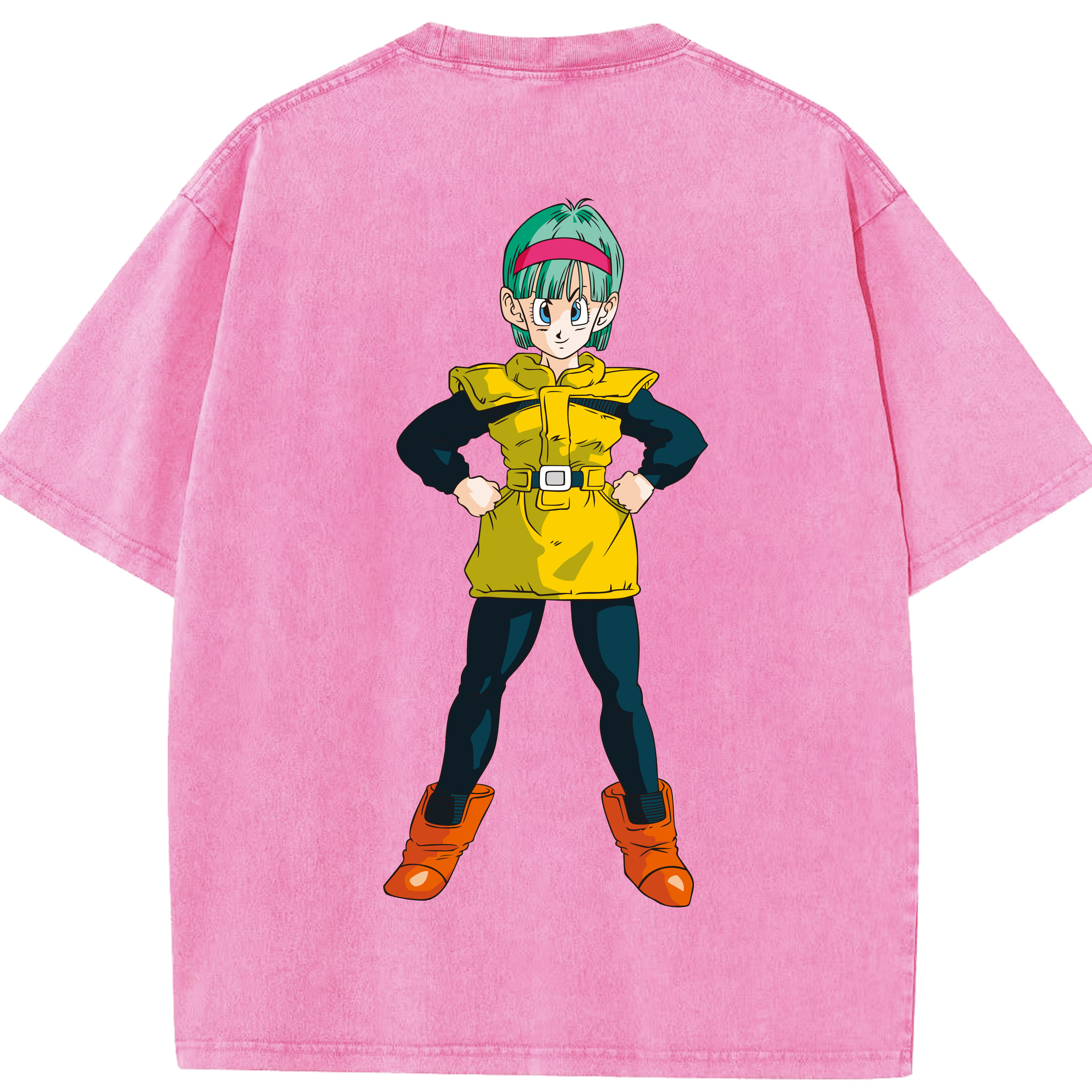 （画像用） ドラゴンボール ブルマ DRAGON BALL Bulma 綿100% ヴィンテージ風 半袖Tシャツ（背面プリント）